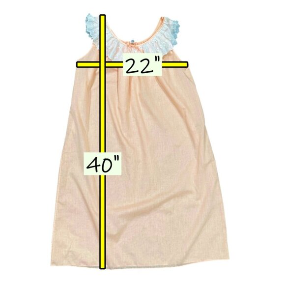 VTG Komar Sleeveless Nightgown SMALL Peach White Embroidered Scalloped Neckline - Picture 9 of 9